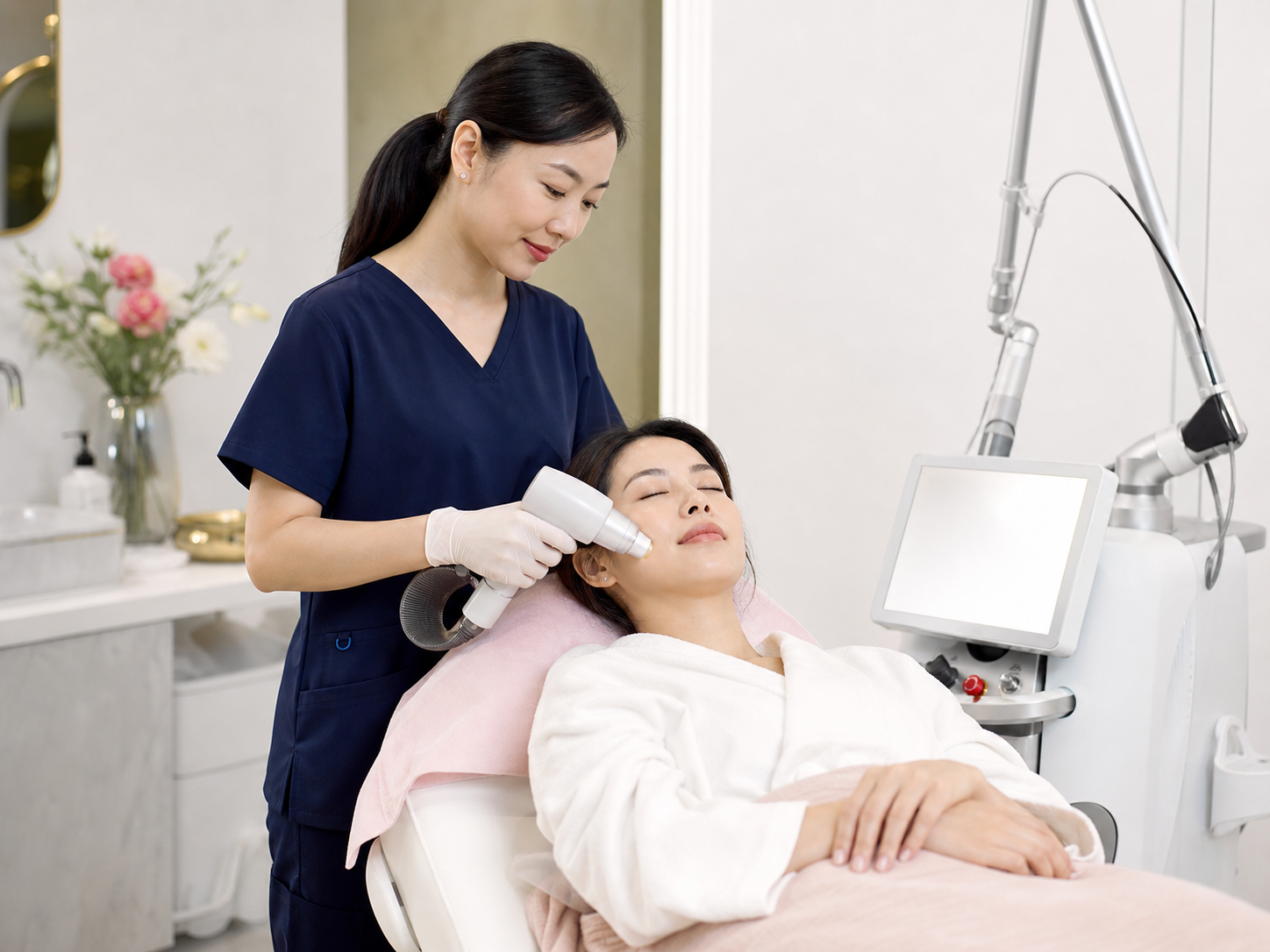 Aesthetic treatment service in a refined clinic room